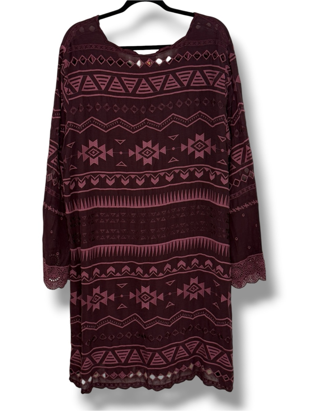 Johnny Was Long Sleeve Shift Dress Size XL Embroidered Bohemian Western - Picture 2 of 16